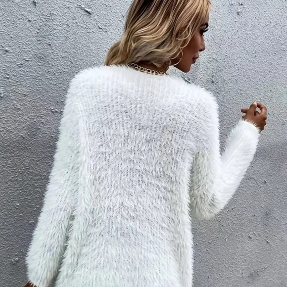 White fluffy sweater. - Picture 3 of 3